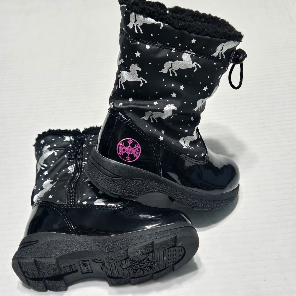 Totes Unicorn pPrint waterproof baby boots toldler size 7